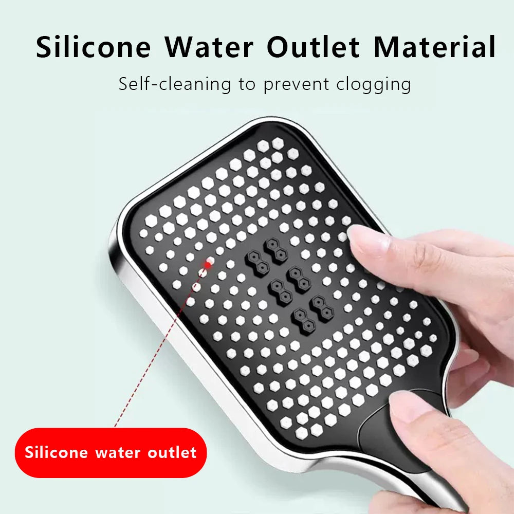 Large Flow High Pressure Shower Head Spray Bathroom Rain Shower Silicone Water-saving Nozzle Pressurization Handheld Accessories