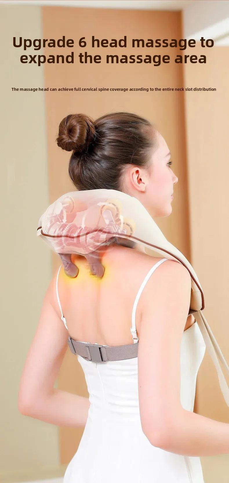 New USB Tape Neck Shiatsu Massage Belt Neck Back Shoulder and Neck Massager U-shape Electric Neck Massager with long-las