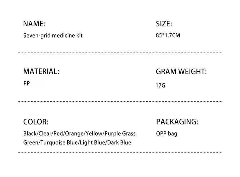 1Pcs Pill Case Plastic 7 Days Tablet Candy Box Portable Storage Tablet Holder Travel Organizer Pill Dispenser Container