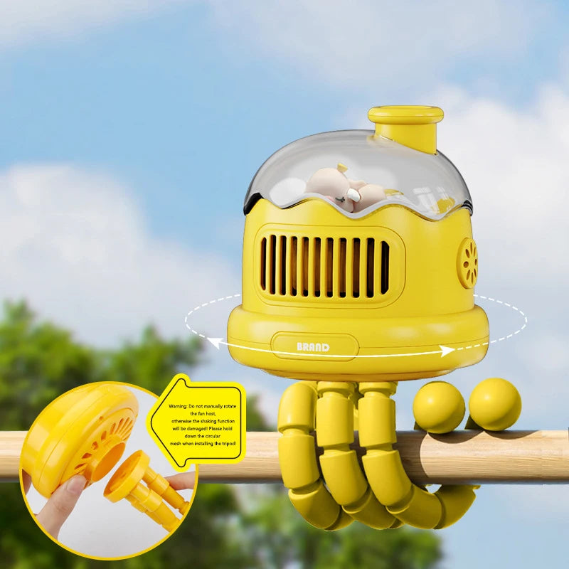 Baby 3 Speeds Stroller Mini Fan With Light Portable USB Charging Fan Mobile Phone Holder Stroller Accessories Baby Newborn Items