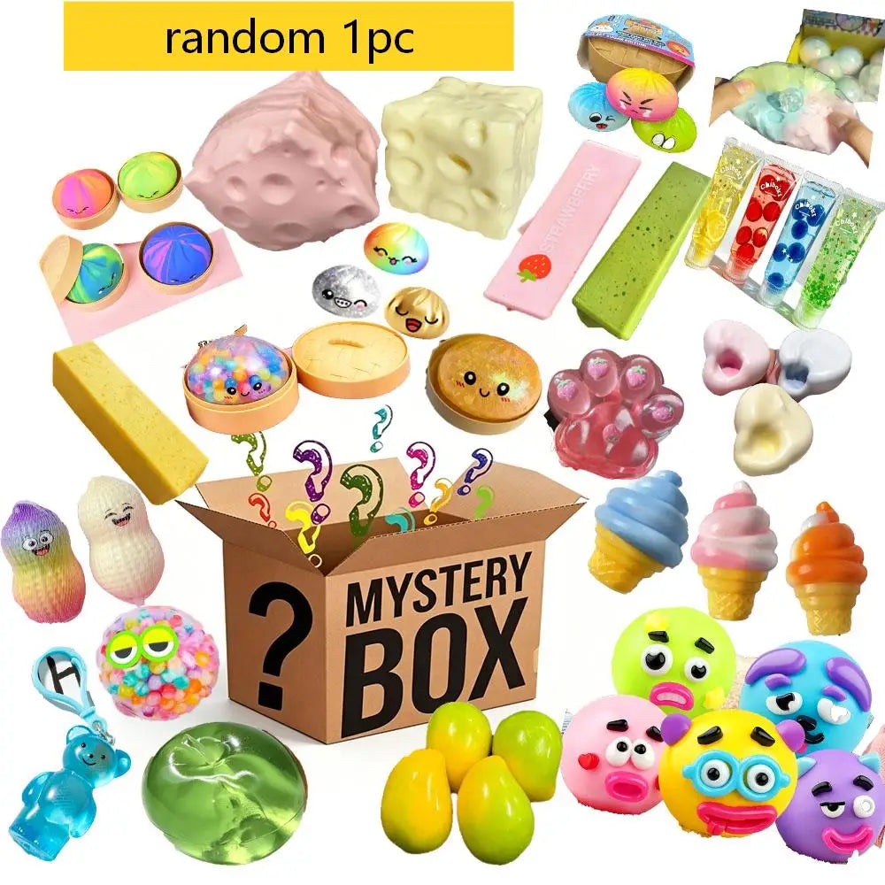 Assorted 100Pcs Surprise Blind Box Squishy Toys Slow Rebound Squeeze Fidget Stress Relief Birthday Party Favor Gifts