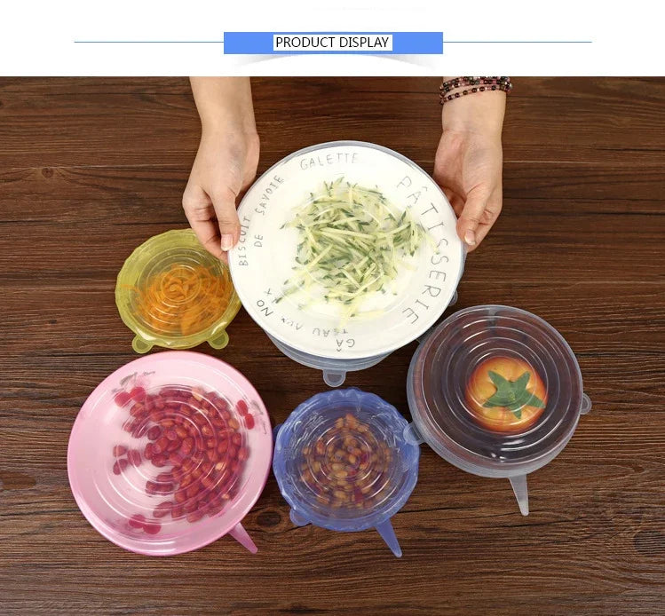 Silicone Stretch Lid Kitchen Accessories Can Be Reused Food Cover Plastic Wrap Cover Fresh-keeping Sealed Bowl Storage Home
