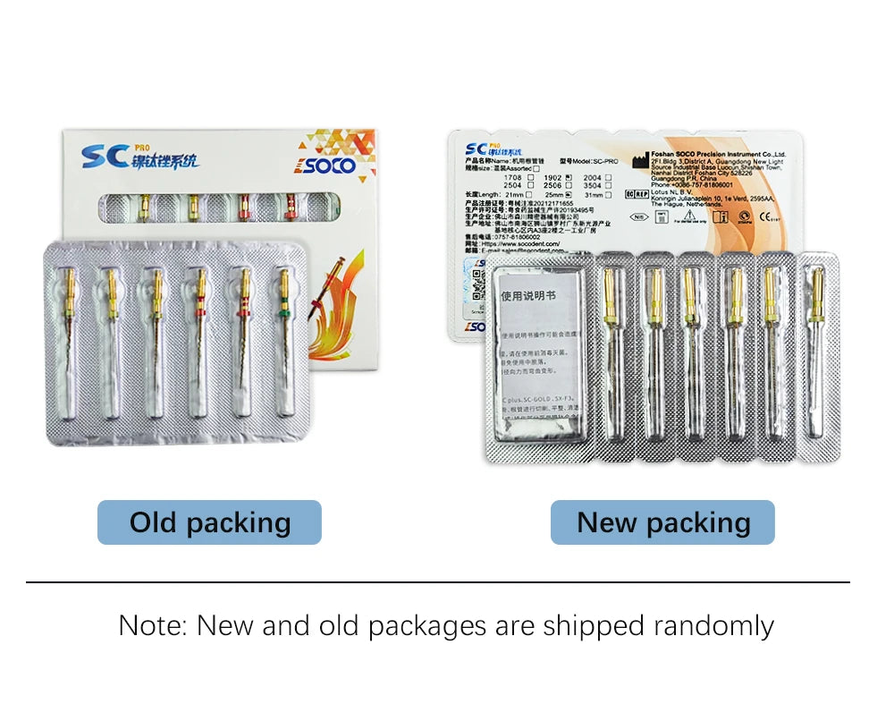 COXO SOCO PRO Dental Root Canal File Heat-Activated Rotary Nitinol Tooth Pulp Files Thermally Activated Nickel-Titanium 6Pcs/Box