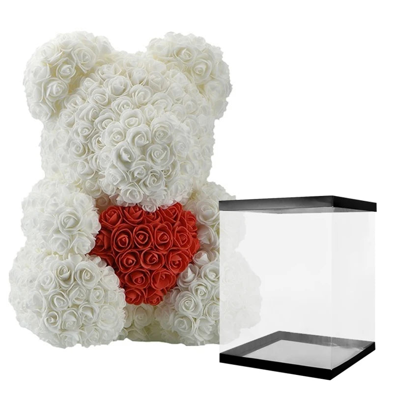 Girlfriend Gifts 25cm/40cm Soap Foam Bear Rose Teddy Rose Bear Artificial Flowers Wedding Birthday Valentines Gift for Women