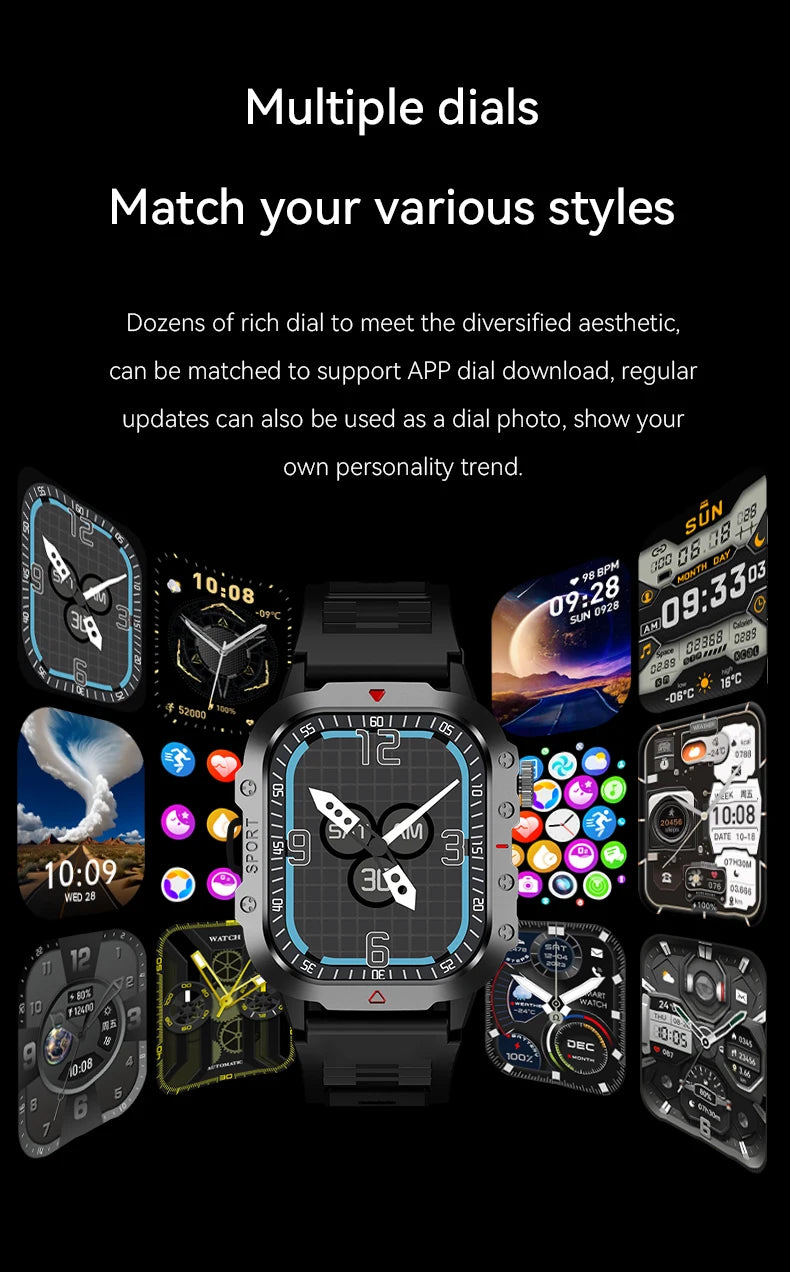 2026 New Smart Watch Men Bluetooth Calling Fitness Tracker LED Flashlight Sleep Monitor Sports Smartwatch For Android iOS