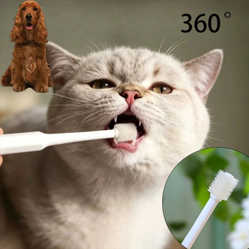 360° Pet Toothbrush Cat Toothbrush Soft Brush for Dog Mouth Cleaning Brush Pet Dental Care Cat Tongue Sensory Cleaning Brush