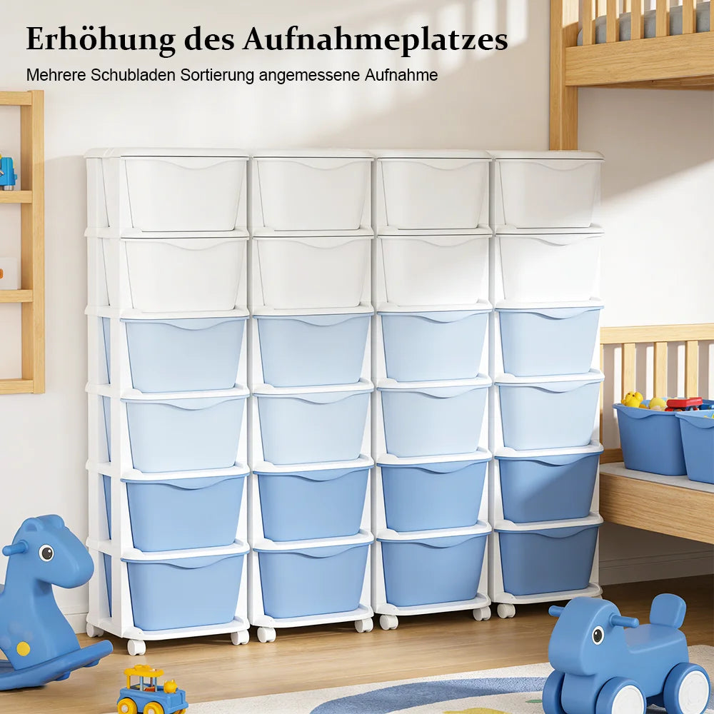 6/5 Tier Drawer Storage Cabinet Stackable Dustproof Storage Organizer with Wheels Floor-standing Storage Box Office Supplies