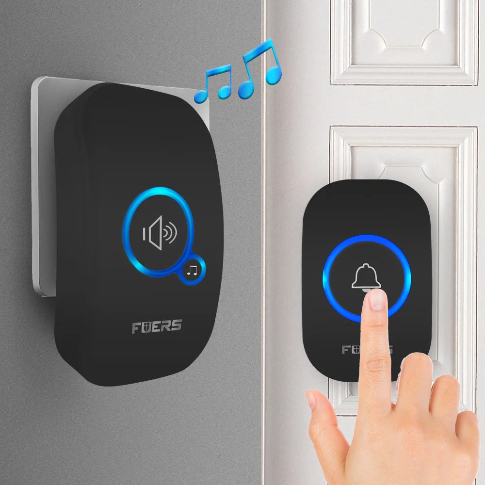 Fuers Wireless Doorbell Waterproof Door Chime Kit Welcome Chime Home Door Bell Intelligent 32 Songs Melodies Sound And LED