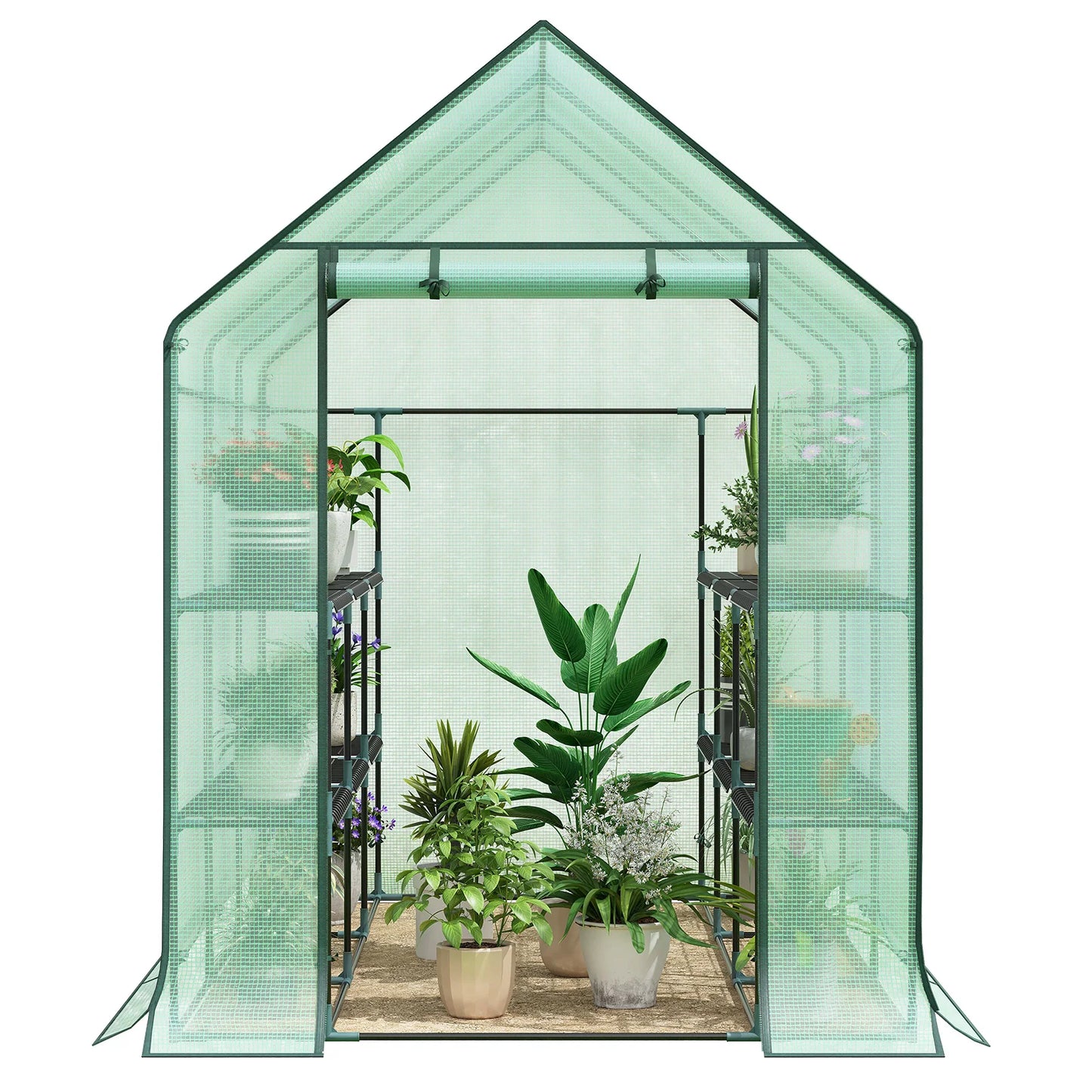 WOLTU Garden Greenhouse Wintering Tent with 3 Shelves Reinforced PE Cover Windproof for Vegetables Flowers Plants