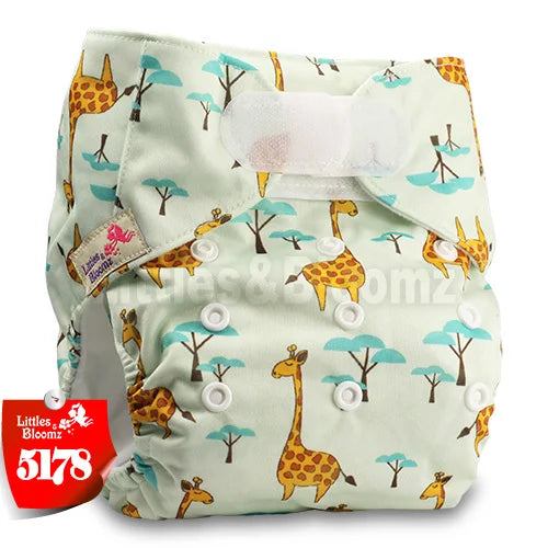 [Littles&Bloomz] Baby Washable Reusable Real Cloth STANDARD Hook-Loop Pocket Nappy Diaper Cover Wrap, suits Birth to Potty
