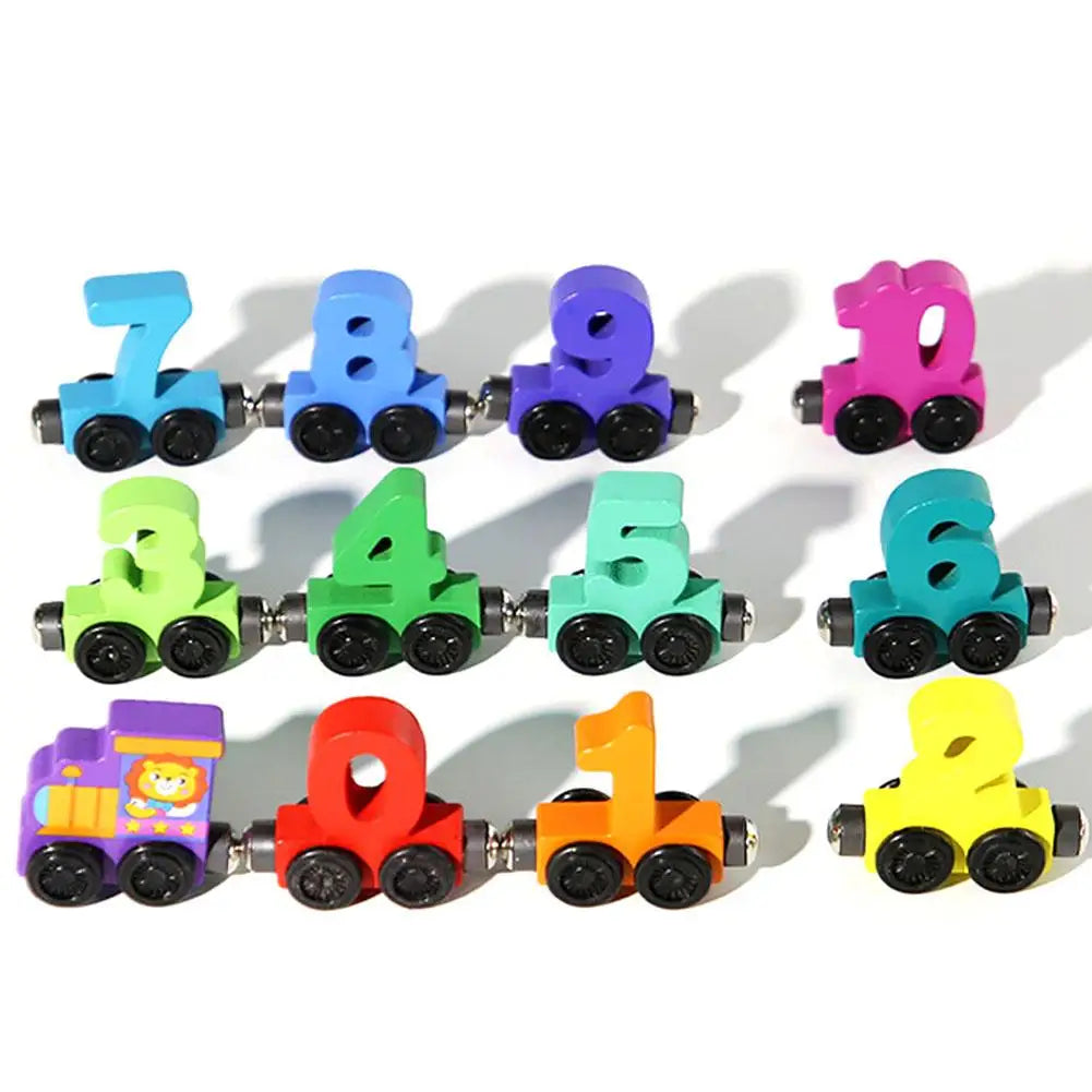 Colorful Building Blocks Number Digital Magnetic Wooden Train Toys Educational Hand-eye Coordination Magnetic Digital Train