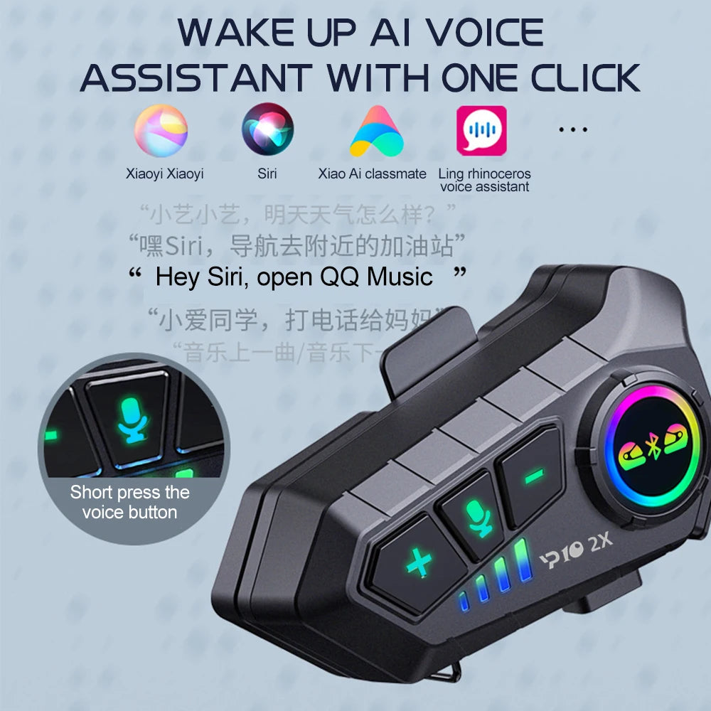 Kebidumei YP10 2X Wireless Bluetooth5.3 Motorcycle Helmet Intercom Headset Waterproof 300 m Intercomunicador Speaker Earphone