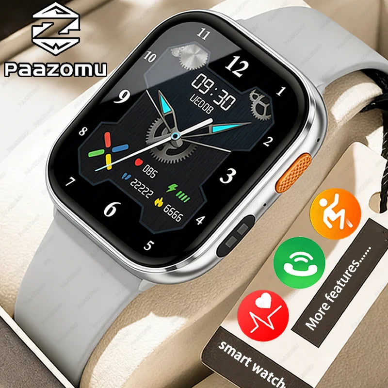 Outdoor New 1000mAh SmartWatch 2.04"HD Screen Smartwatch LED Flashlight 100+sports mode BT Call Waterproof SmartWatches Men Wome