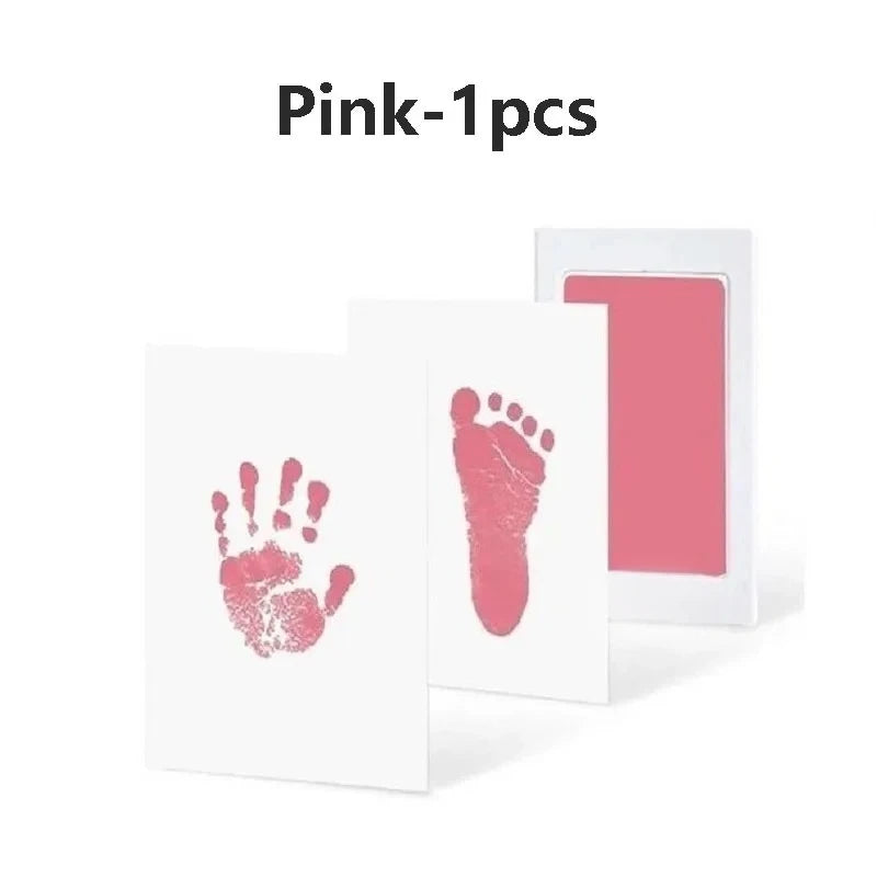 Safe Non-toxic Baby Footprints Handprint No Touch Skin Inkless Ink Pads Kits for 0-10 Months Newborn Pet Dog Footprint Souvenir