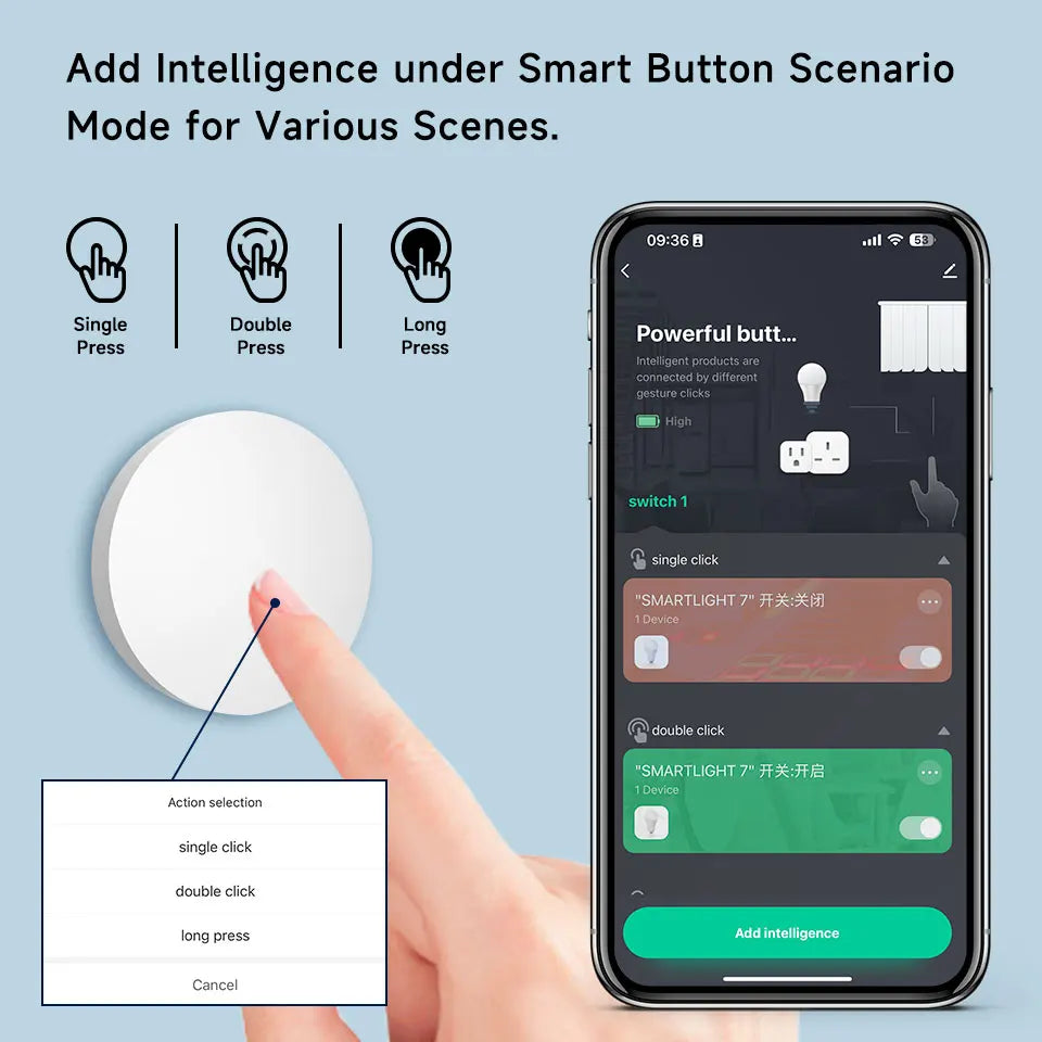 Tuya ZigBee Smart Button Scene Switch Wireless Remote One Key Controller Multi-scene Linkage Switch Google Alexa Voice Assistant