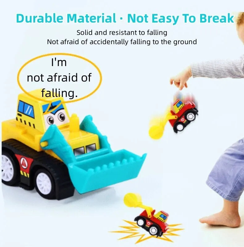 6/12Pcs Mini Inertial Pull Back Engineering Car Set Cartoon Toys Birthday Gift