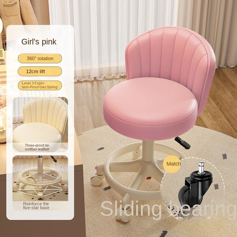 Ins Style Desk Chair Swivel Rolling Chair With Footrest Adjustable Height Home Computer Task Chair For Bedroom Make Up