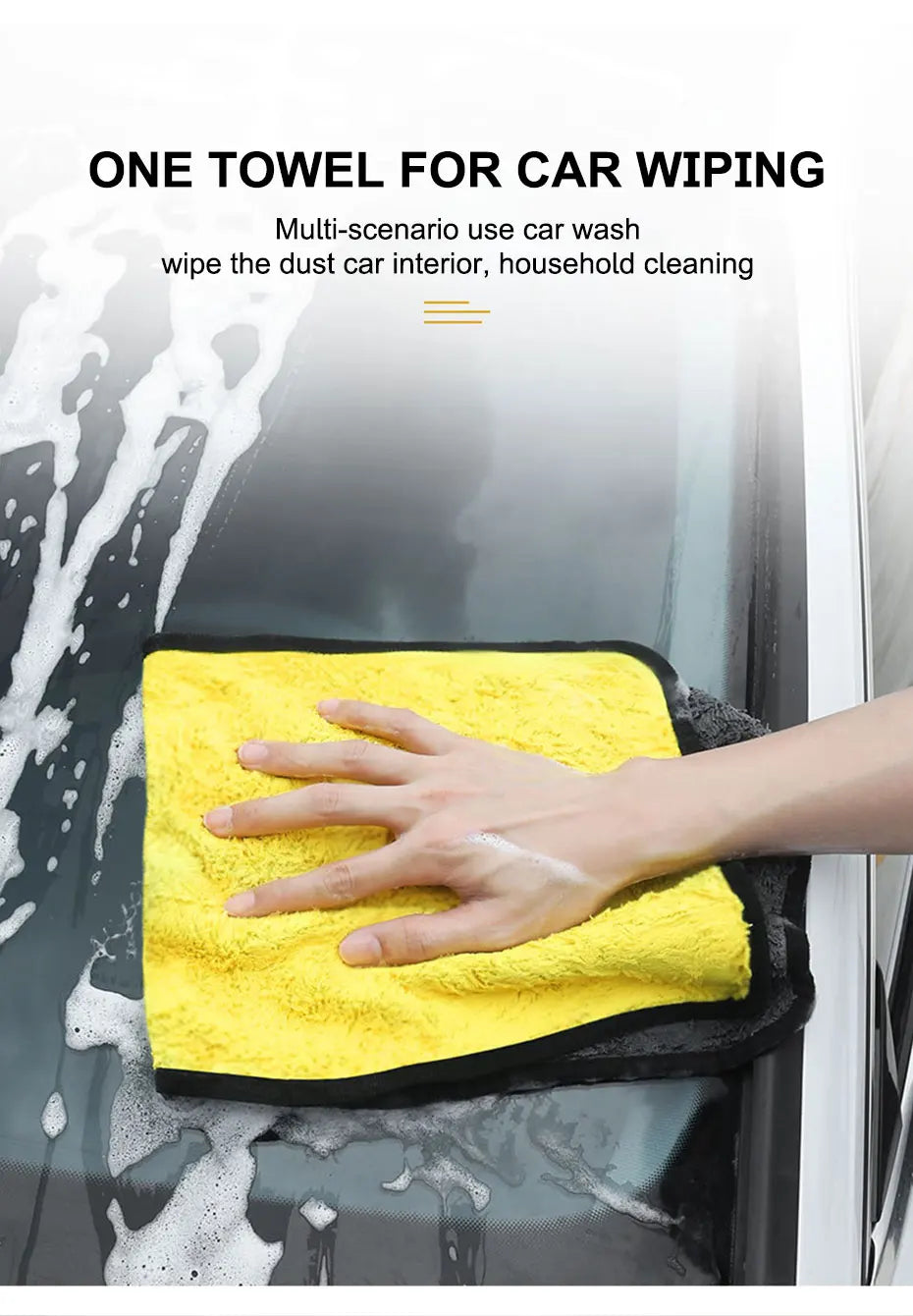 SEAMETAL Microfiber Car Washing Towel 400GSM Double-Sided Coral Velvet Clean Towels High Water Absorption Car Wash Drying Cloth