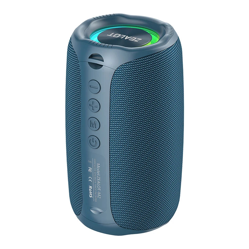 zealot-m2 Portable Bluetooth Speaker,IPX5 Waterproof 360° Wireless Speaker TWS Stereo Pairing 10hrs Playtime For Camping Hiking