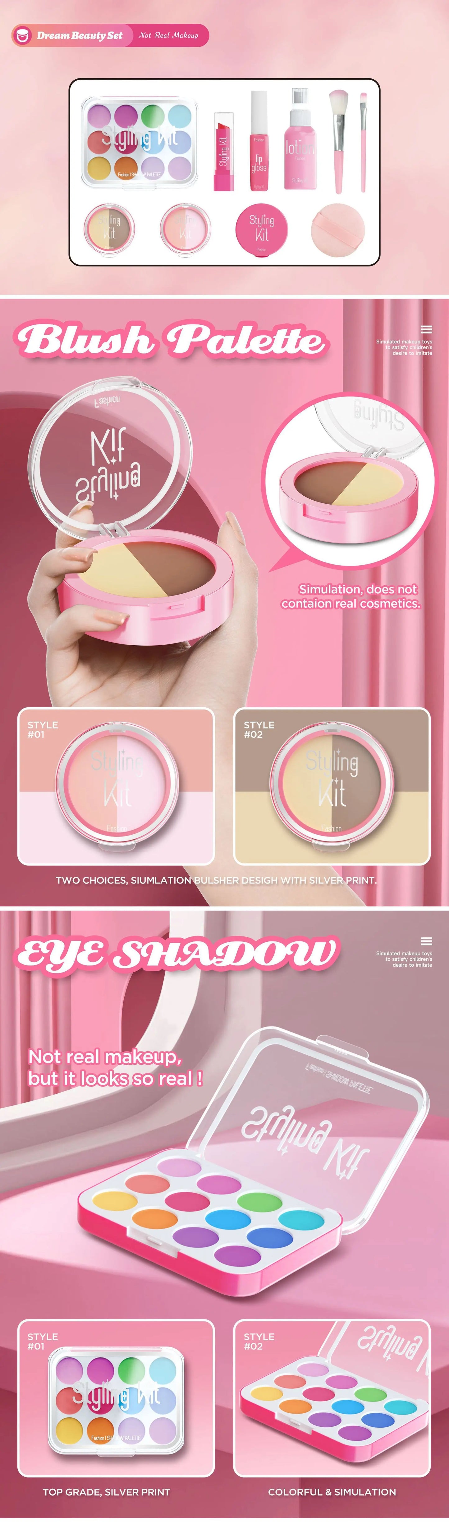 Pretend Makeup Toy Set For Girls, Children'S Performance Handbag,Princess Role Play Toy,Portable Design Princess Cosmetics Bag,