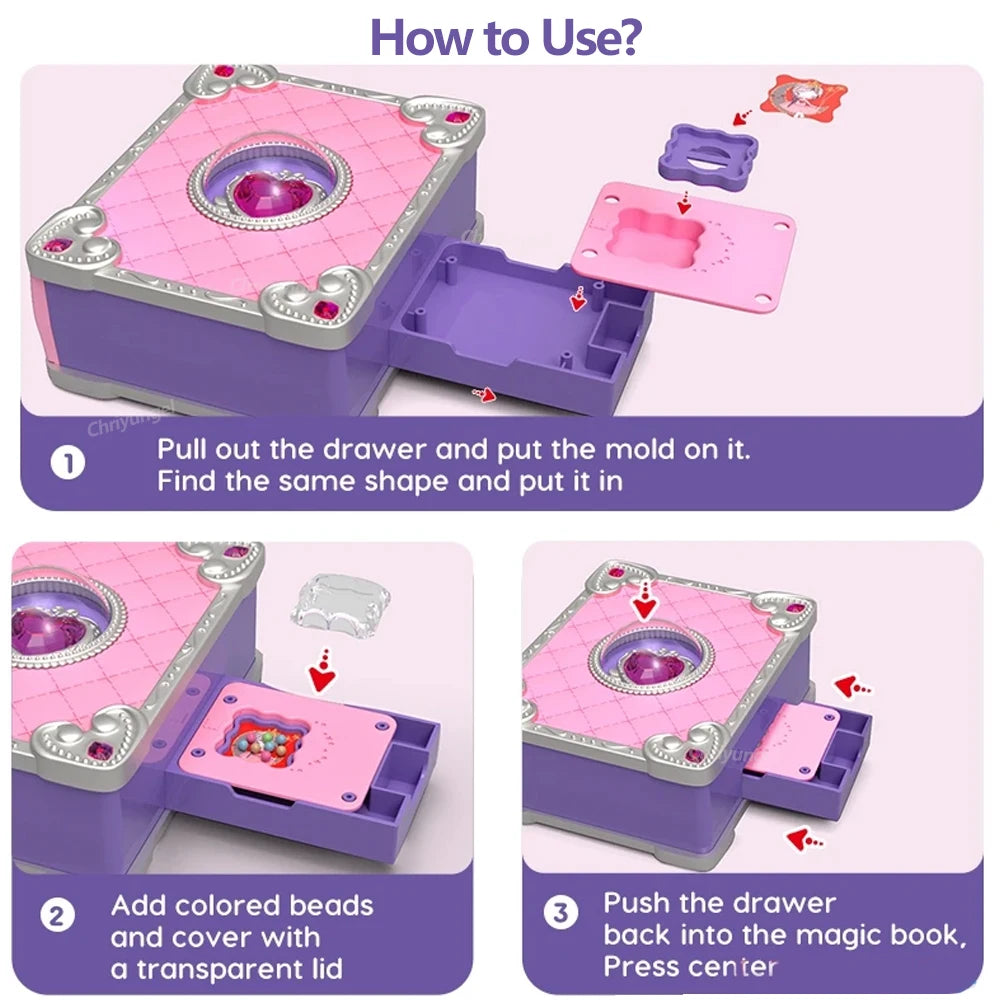 Magic Jewelry Making Kit 3D Magic DIY Jewel Rings Keychain Creative Handmade Craft Box Set for Girls Xmas Birthday Gifts