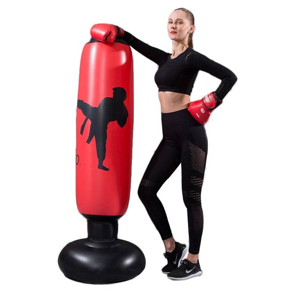 1pc KO Style Inflatable Boxing Sandbags Punching Bag Boxing Column Karate Taekwondo Training Props