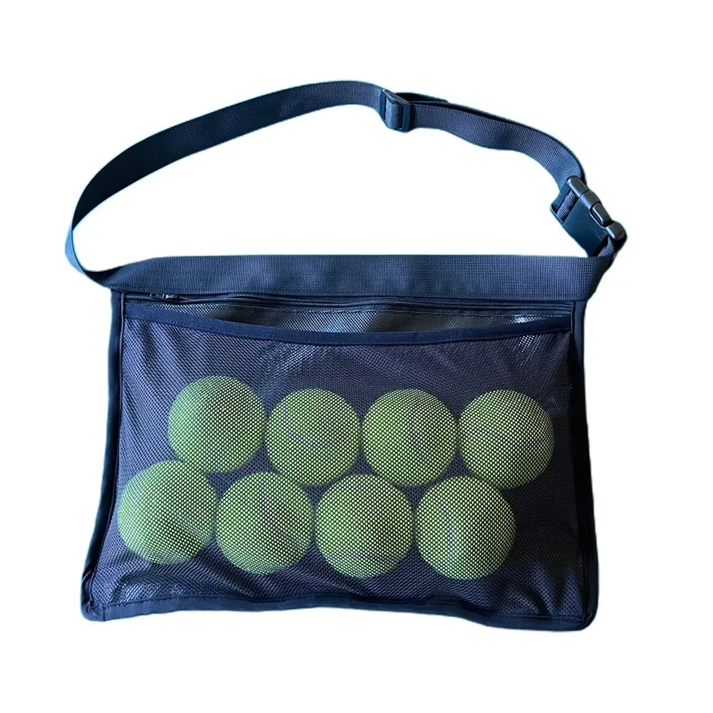 Tennis Ball Holder Adjustable Tennis Ball Waist Bag Sweatproof Mesh Cloth Ball Pouch Pickleball Training Holding Bag Accessory