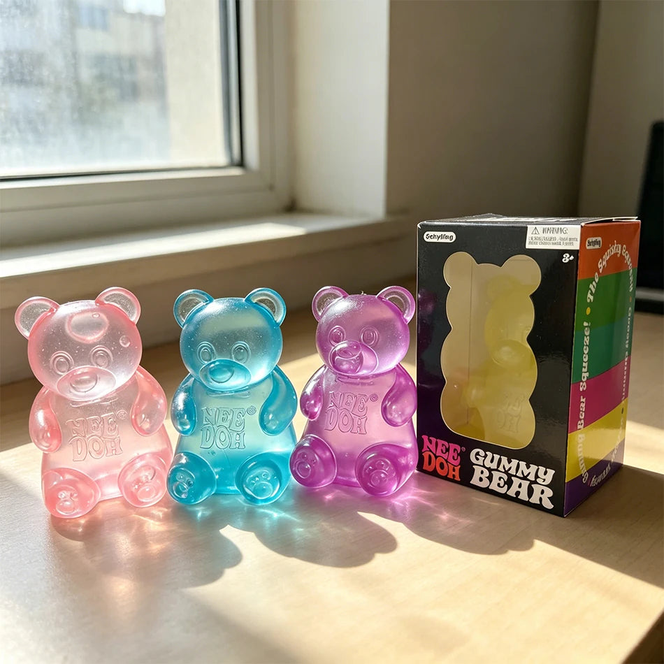 NeeDoh Gummy Bear Squishy Toy Soft Stress Relief Sensory Fidget Squeeze Toy for Kids & Adults Non-Toxic Anxiety Relief Desk Toy