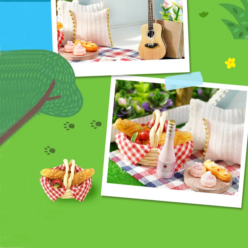 DIY Wooden Miniature Doll House Small House Kit 3D Puzzle Assembly Building Kits With Furniture LED Dollhouse Toys For Gifts