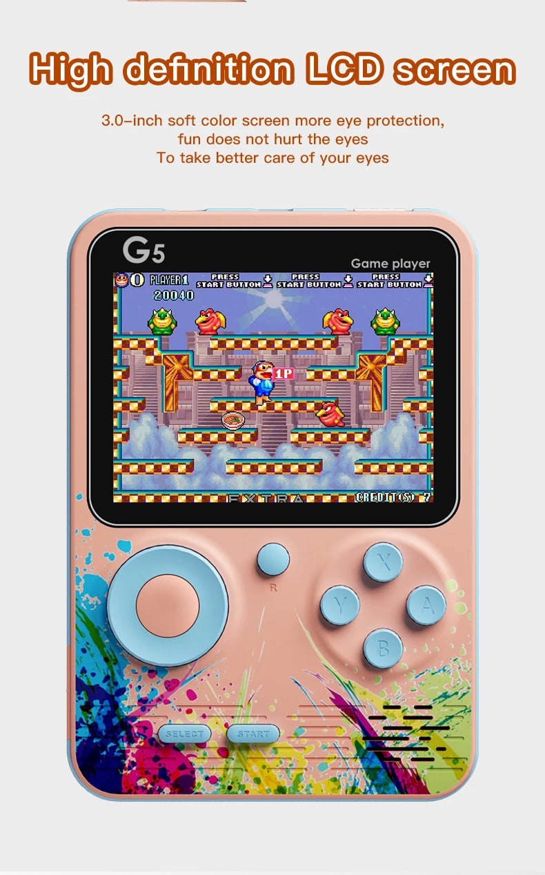 G5 500 In 1 MINI Game Handheld Game Players Portable Retro Video Console Boy 8 Bit 3.0 Inch Color LCD Screen Games