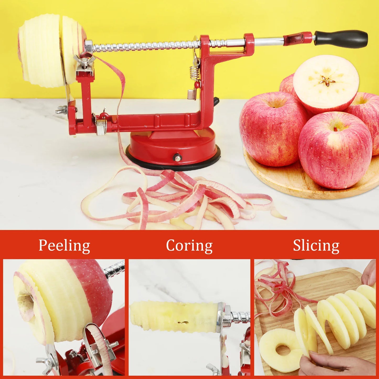 Apple Peeler Stainless Steel Core Slice Cutter 3 in 1 Hand-cranked Fruit Peeler Slicing Tools Kitchen Apple Slicer Corer Cutter