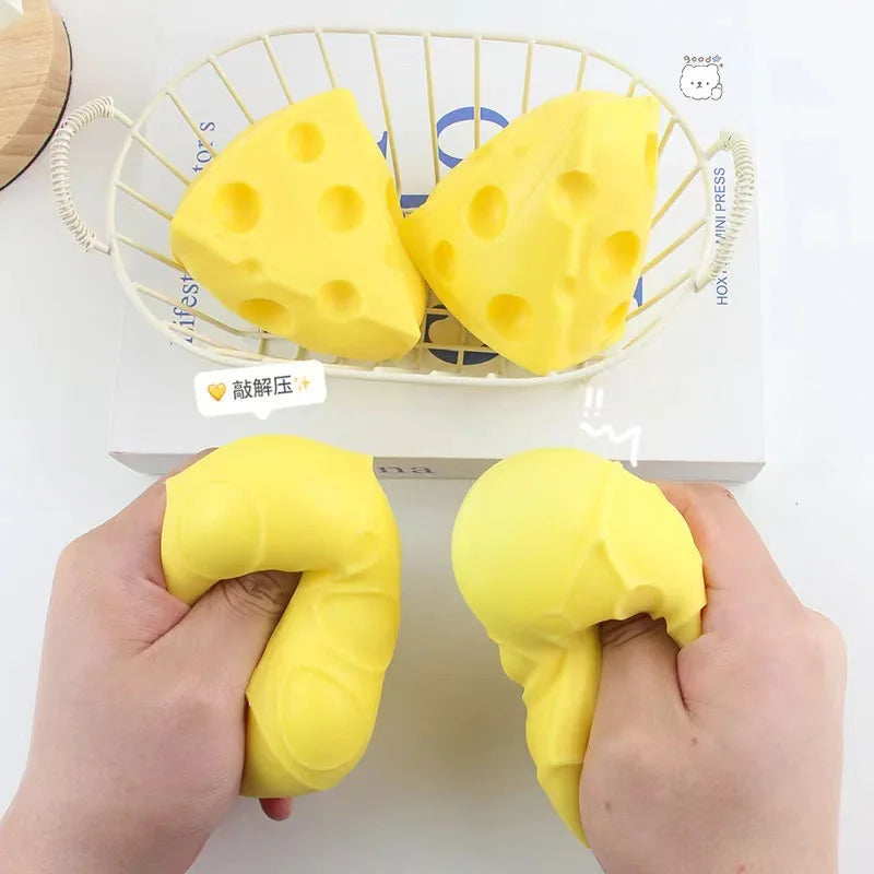 Extra Large Size Cheese Fidget Toy Slow Rebound Shapeable Venting Ball Realistic Giant Squeeze Toys for Adult Stress Relief