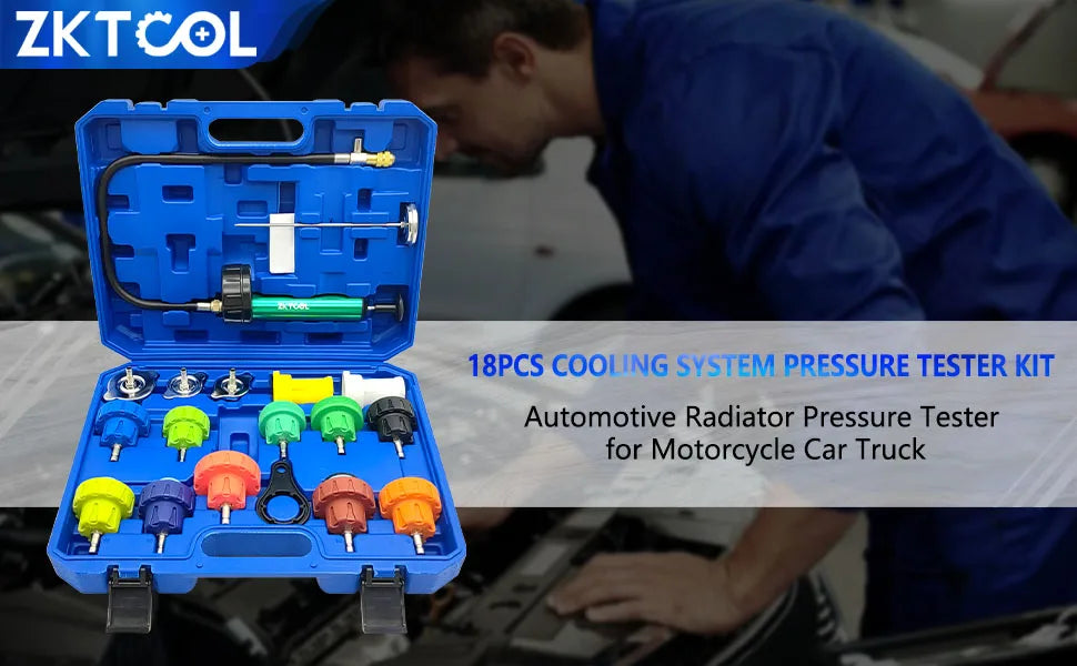 18pcs Radiator Pump Pressure Tester Kit, 18pcs Radiator Pump Pressure Tester Kit, Car Cooling System Water Tank Leak Test