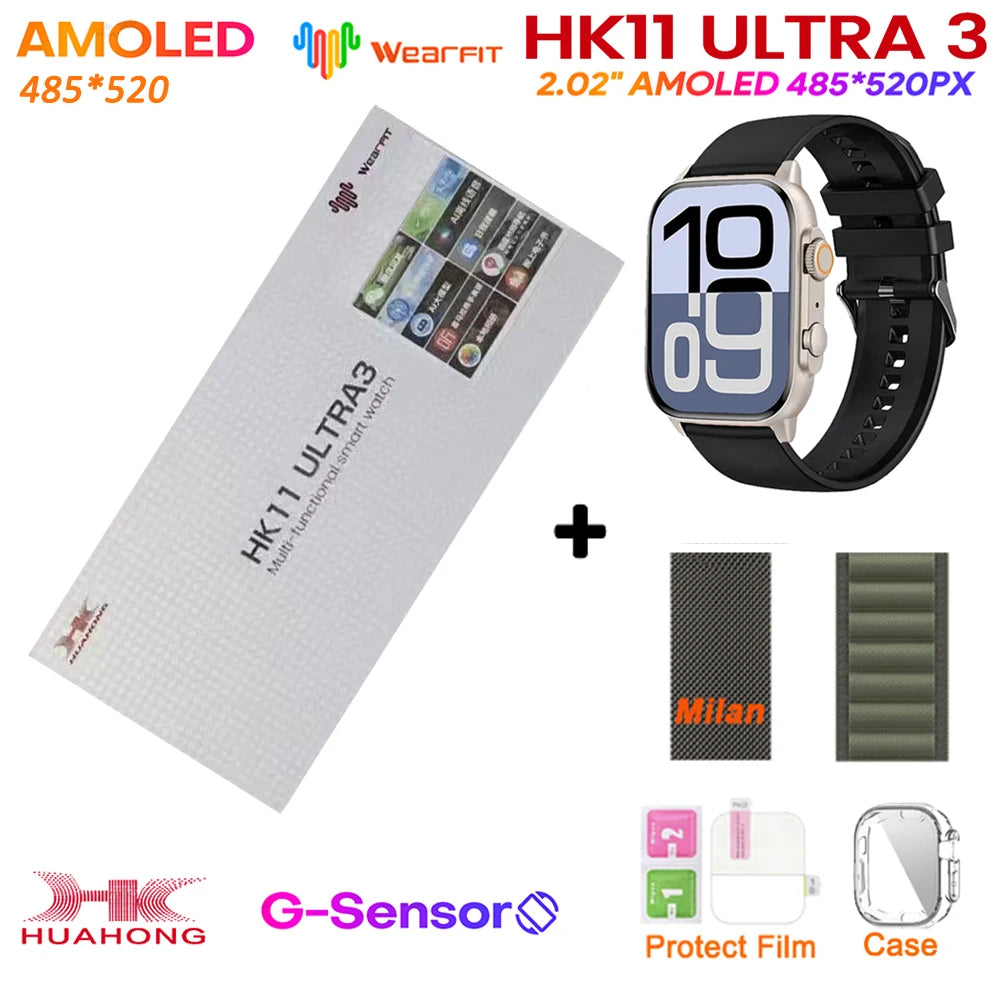 Upgrade Hk11 Ultra 3 Gen2 SmartWatch 4GB ROM AI ROBOT AMOLED Network 49mm G-Sensor ChatGPT NFC Compass GPS 3D Menu Music Watch