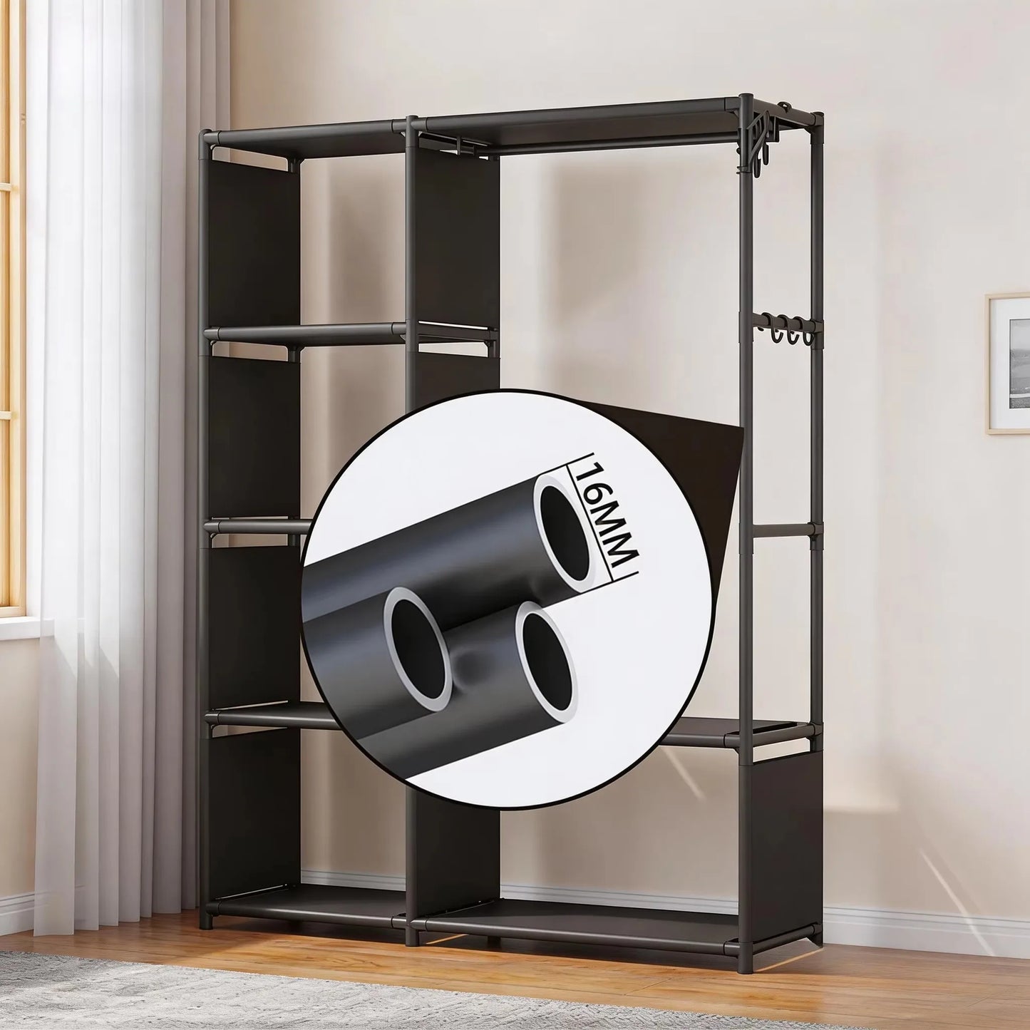 Multi-functional Storage Rack Simple Clothes Organizer Shelf Multi-layer Coat Quilt Storage Shelf Bedroom Space Saving Wardrobe