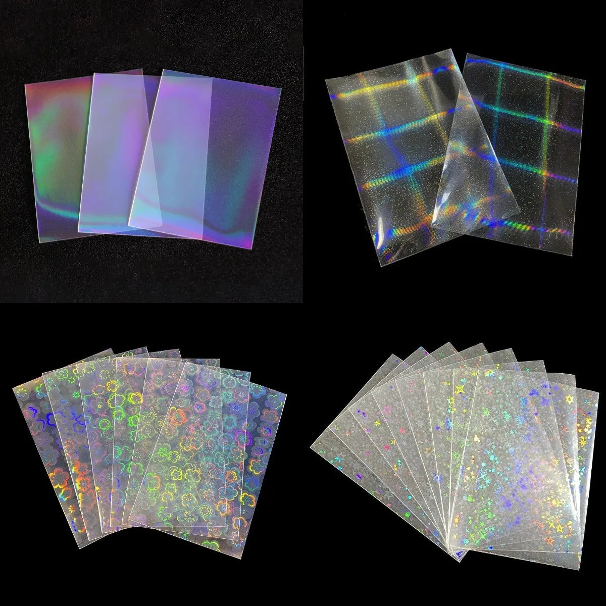 100PCS Holographic Card Sleeves photcard Protector 65x90mm for Magic TCG gaming cards, Anti-Scratch Glittering Foil Film