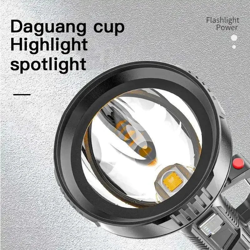High Power LED Flashlight Waterproof Fishing Torch USB Rechargeable Powerful Spotlight Portable Outdoor Searchlight Camping Lamp