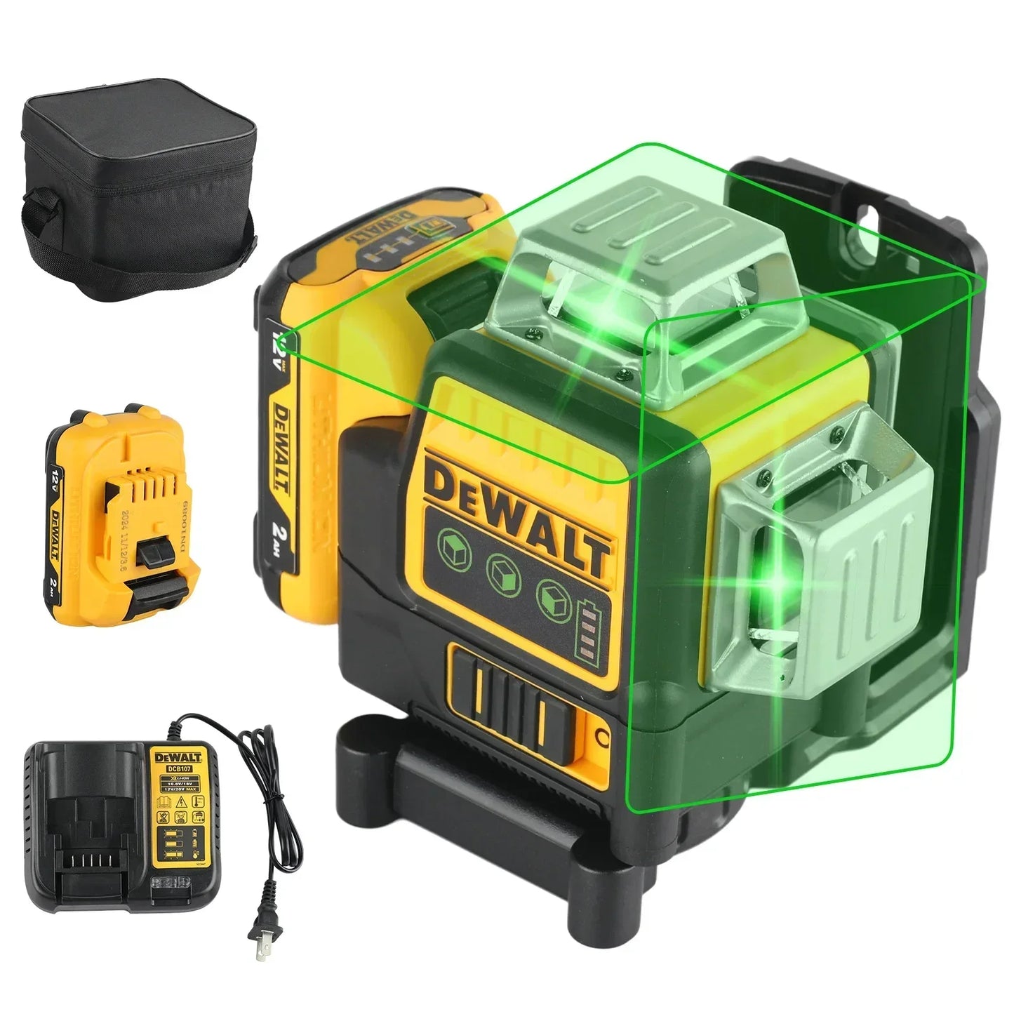 2026 Dewalt DW089LG 12 Lines 3 Sides*360 Degree Vertical 12V Lithium Battery Laser Level Horizontal Green Meter Outdoor