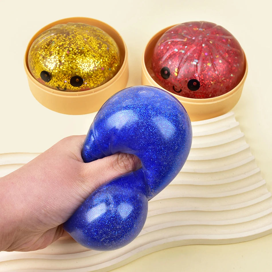 11 Styles Realistic Giant Dumpling Squeeze Toy With Bamboo Steamer Soft Dough Ball Decompression Fidget Toy Funny Creative Gift