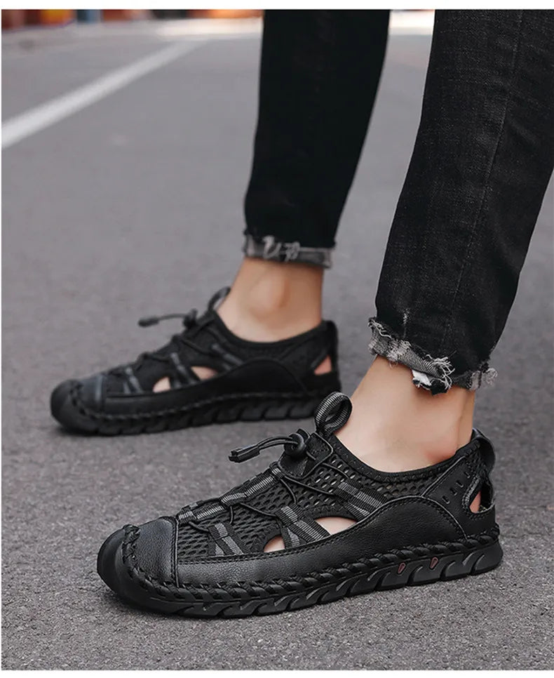 Hot Sale Summer Men's Sandals Outdoor Non-slip Men's Beach Sandals Handmade Genuine Leather Men's Shoes Fashion Men Sneakers