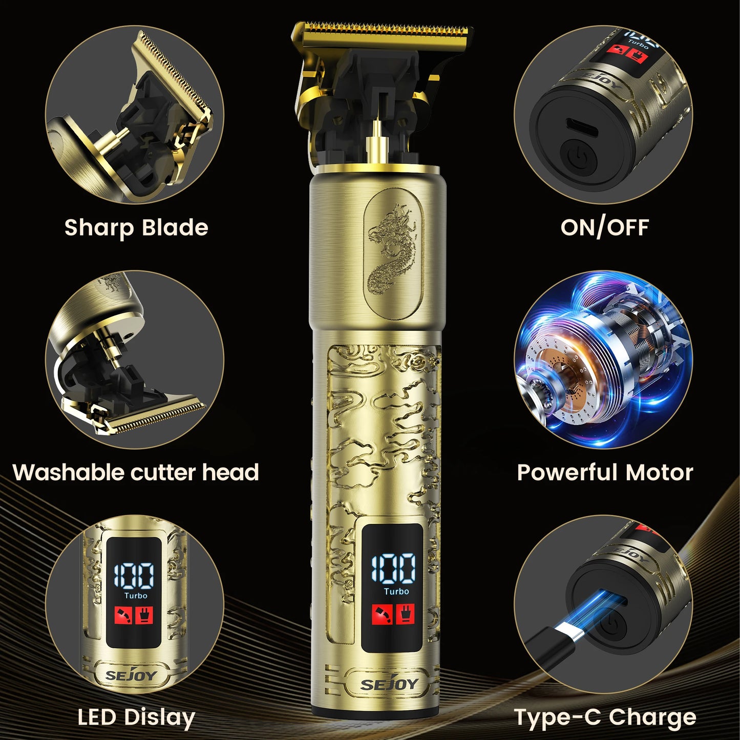 SEJOY Electric Hair Clipper for Men Professional Hair Cutting Machine Adjustable Precision  Adults Kids Cordless Hair Trimmers
