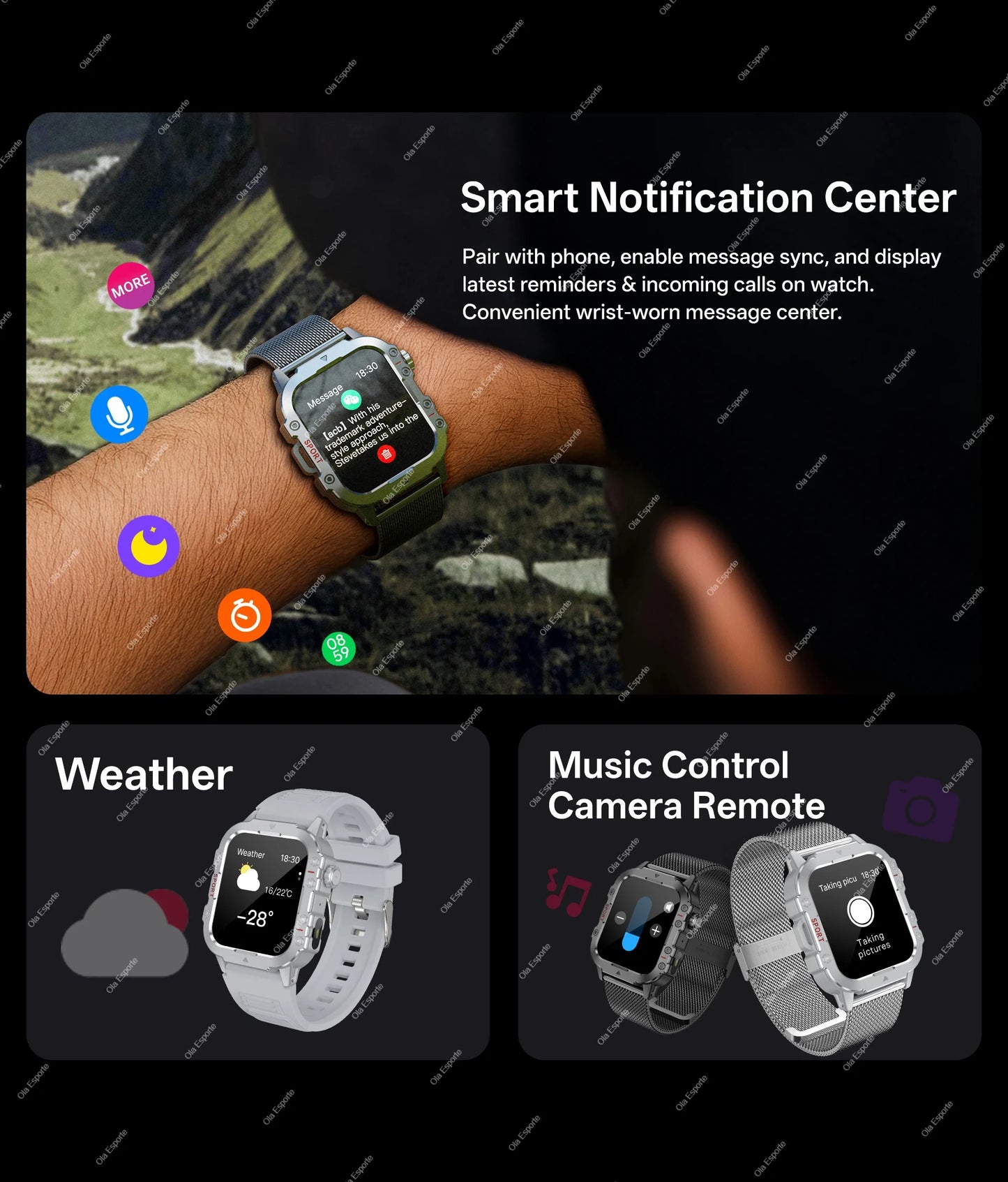 2026 Rugged Military Smart Watch Men's Outdoor Watch LED Flashlight 2.01'' HD Touch Screen Voice Bluetooth Call Smartwatch Gifts