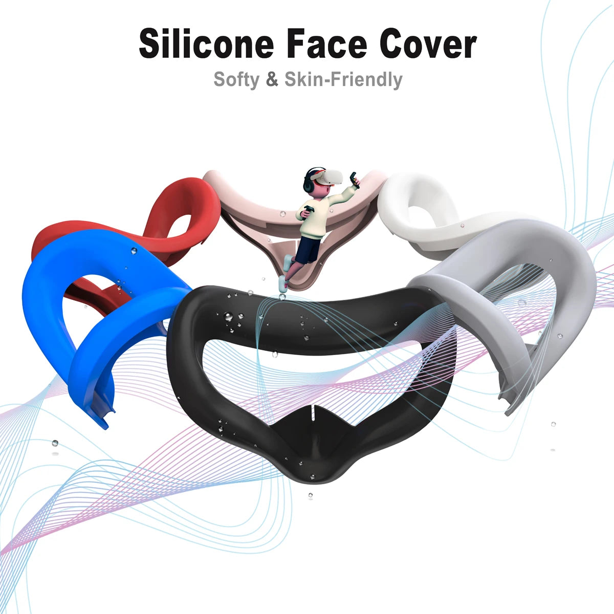 VR Silicone Face Cover for Oculus Quest 2 Accessories Face Pad Replacement Light-Thin VR Face Cushion for Meta Quest 2 VR Parts