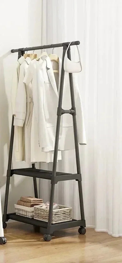Multifunctional Storage Dormitory Clothes Drying Rack Floor Standing Clothes Rack Simple Clothes Mobile Hanging Clothes Rack