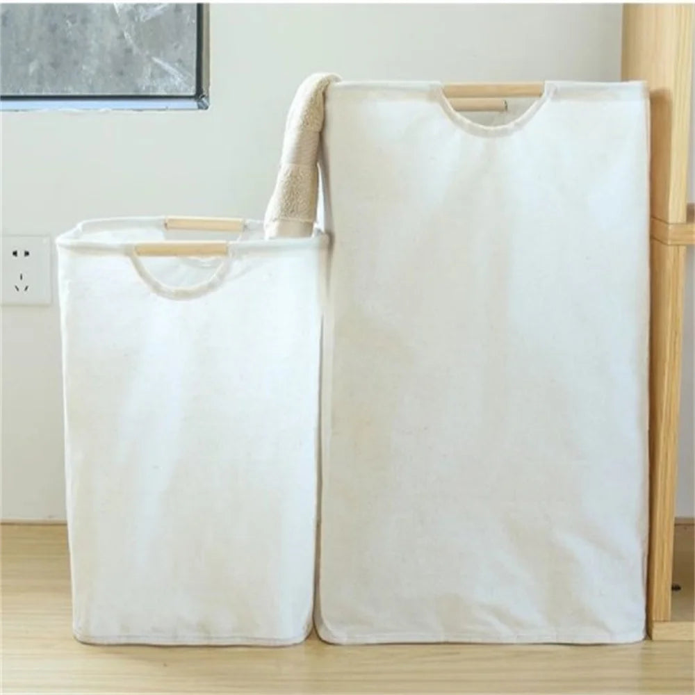 Waterproof Laundry Basket Cotton Linen Dirty Clothes Dirty Fabric Storage Basket Foldable Large Size Sundries Organizer  ﻿