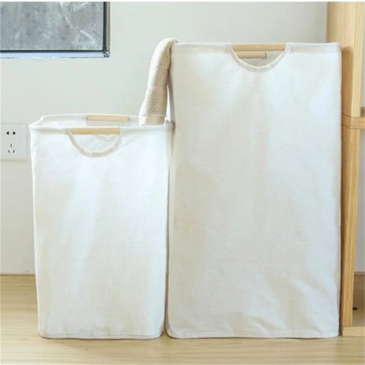 Waterproof Laundry Basket Cotton Linen Dirty Clothes Dirty Fabric Storage Basket Foldable Large Size Sundries Organizer  ﻿
