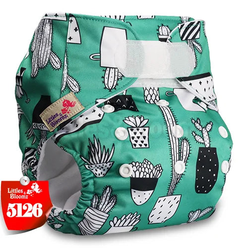 [Littles&Bloomz] Baby Washable Reusable Real Cloth STANDARD Hook-Loop Pocket Nappy Diaper Cover Wrap, suits Birth to Potty