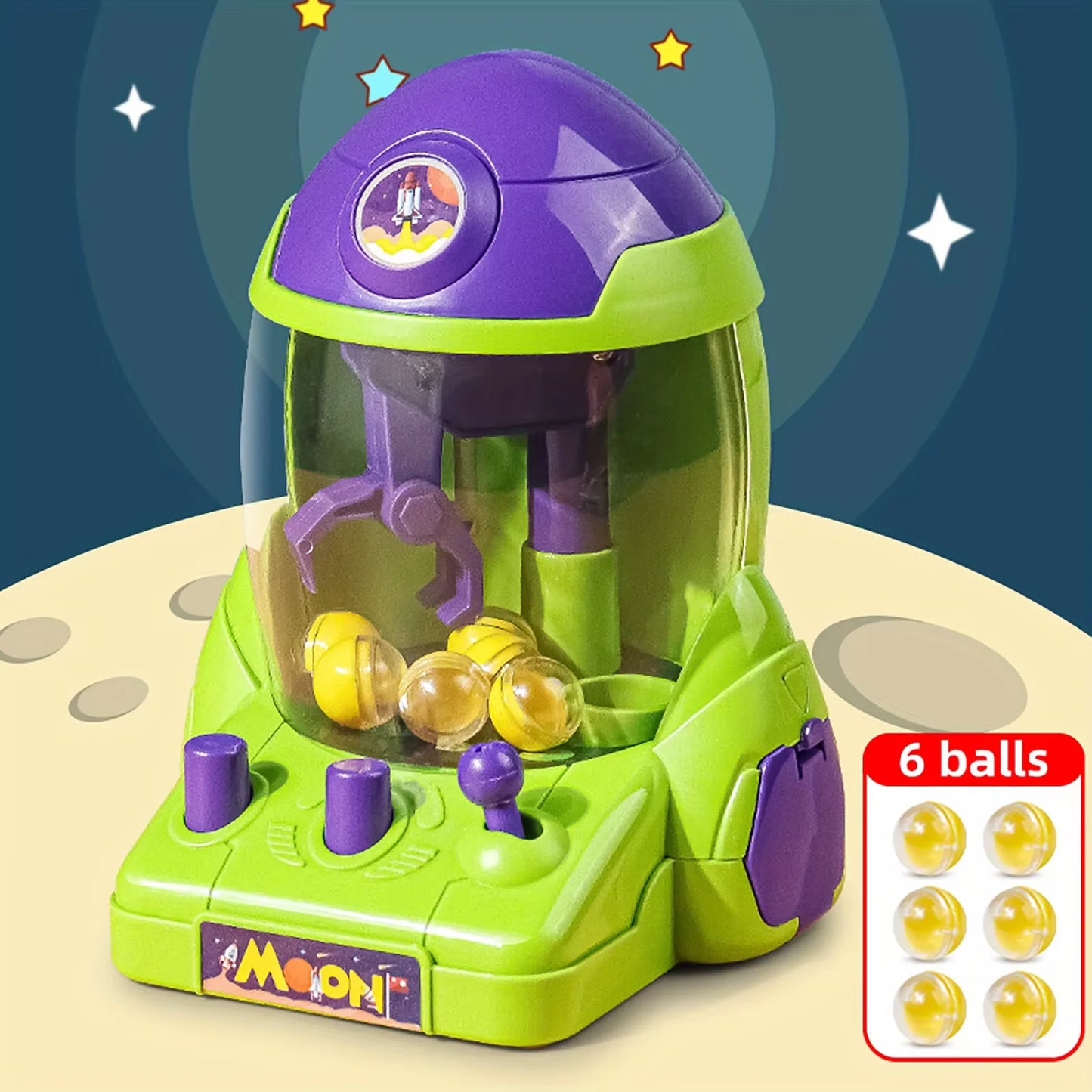Mini Space Rocket Claw Machine Ball Grabber Toy for Boys Girls Educational Game