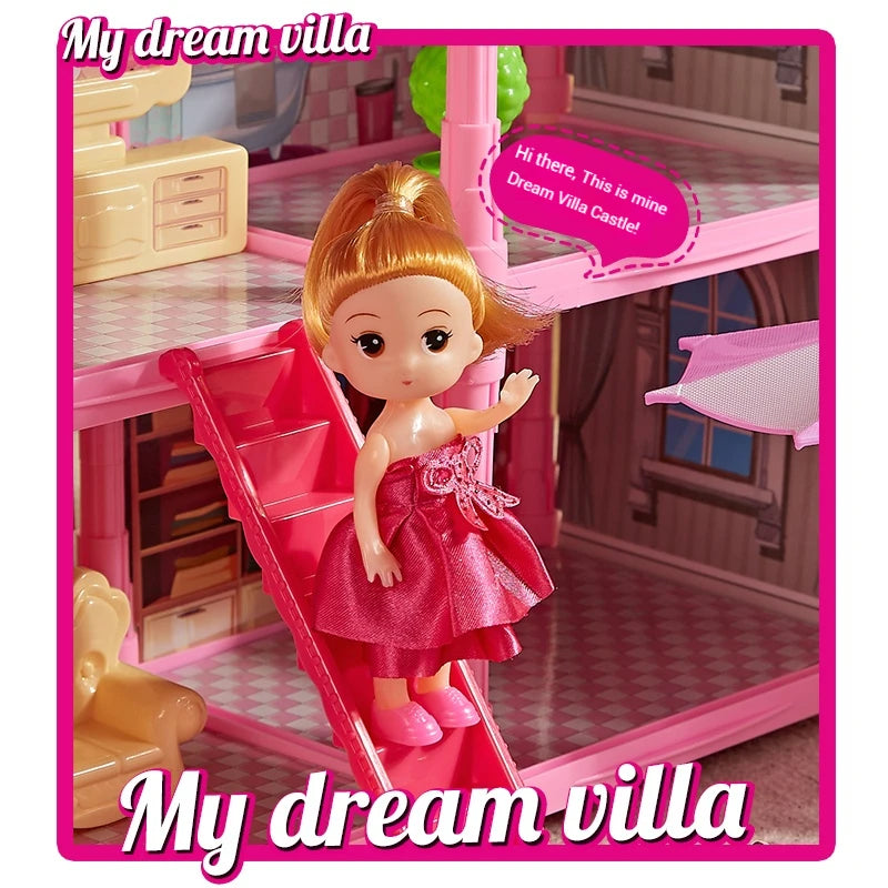Girls Villa Castle Model Building Block Sets  DIY Bricks Toys  Doll house Villa Children Pretend Play Toys for Girls Gift