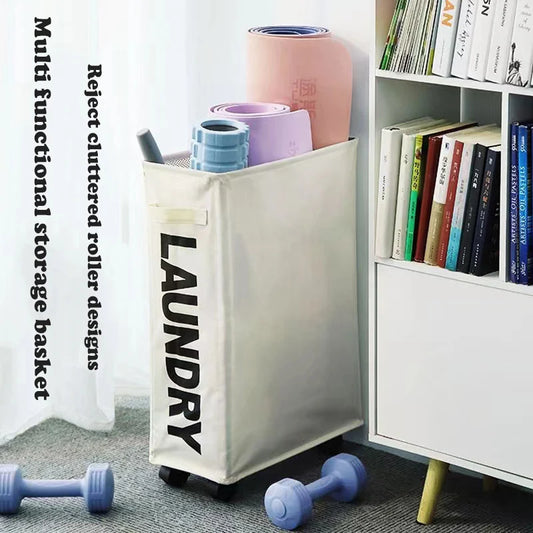 Laundry Basket with Wheels Large Capacity Yoga Mat Storage Basket Multifunctional Foldable Waterproof Dirty Clothes Storage Bag